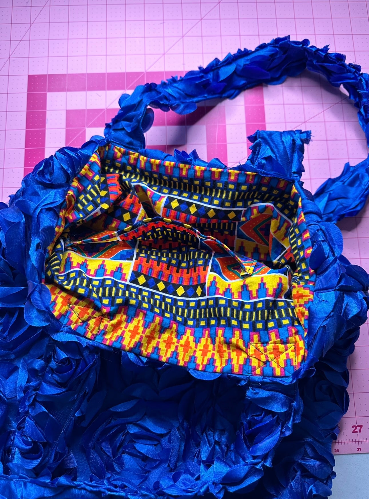 Royal blue floral tote