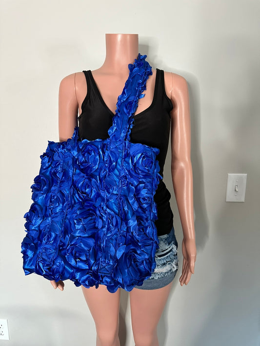 Royal blue floral tote