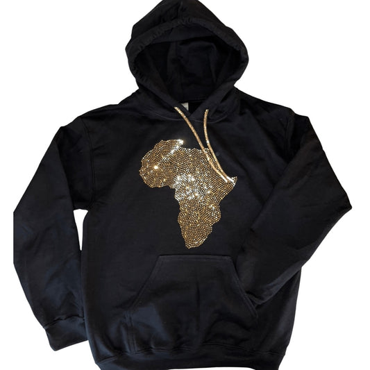 Gold Rhinestone Africa Hoodie